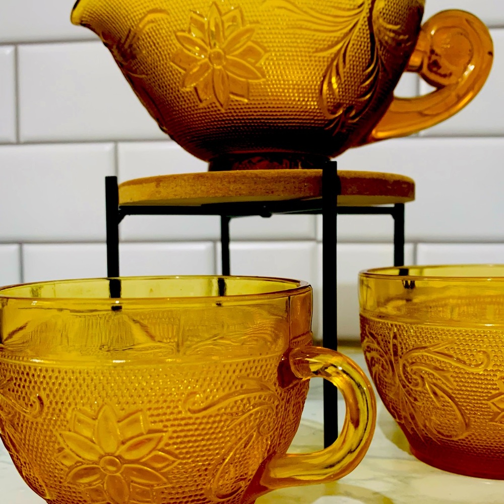1970s Vintage Tiara Indiana Amber tea cup